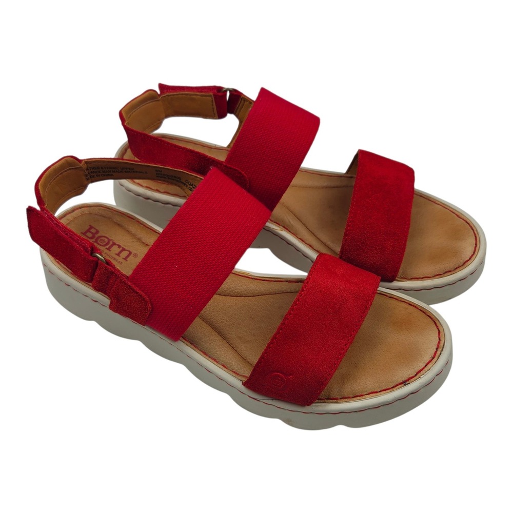 Børn Ismeria Platform Sandals 8 Red Leather Straps Platform Comfort Casual